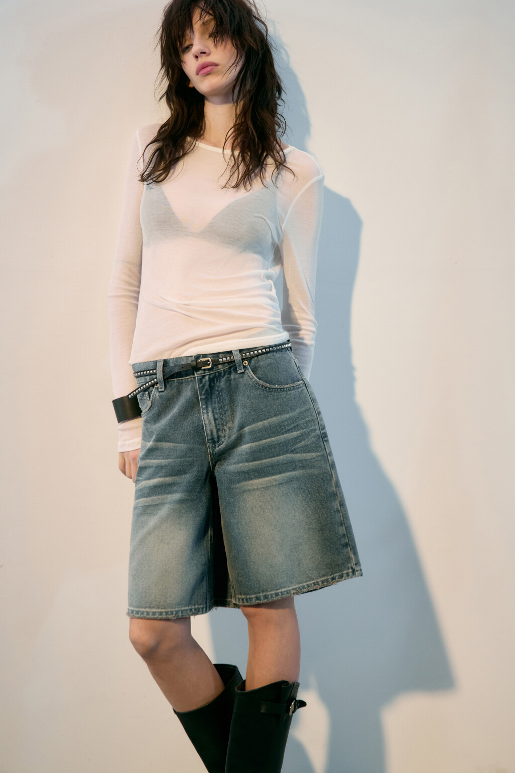 Лонгслив из лиоцелла с драпировками - цвет белый - 2