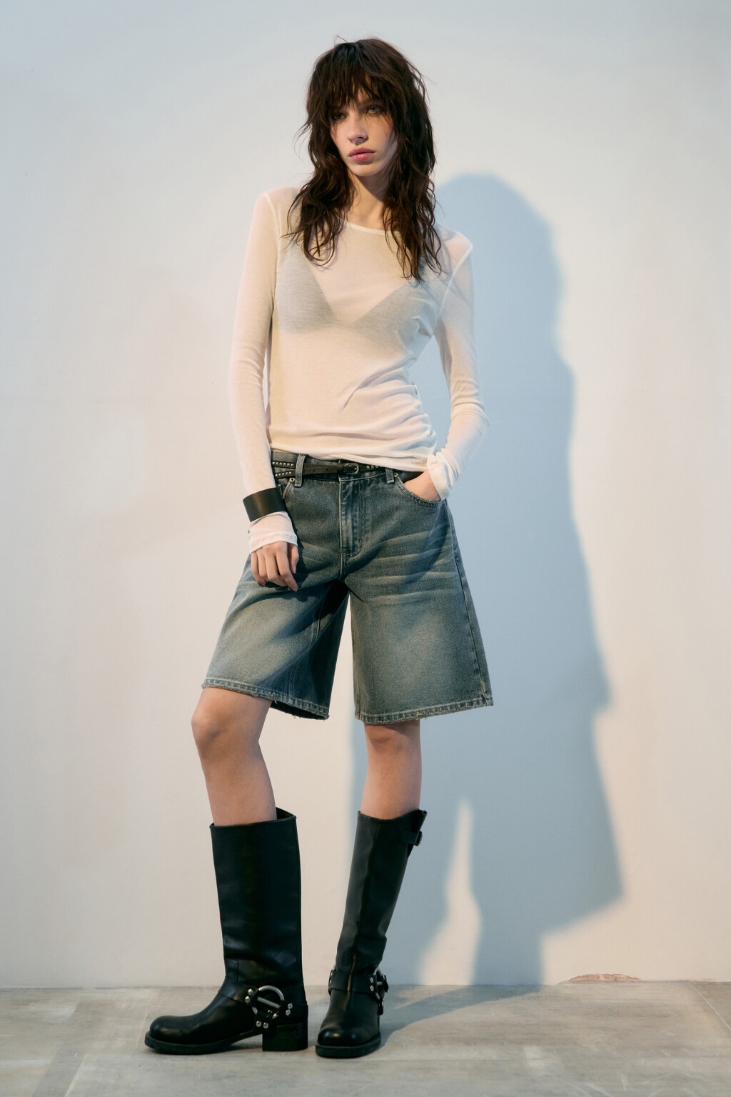 Лонгслив из лиоцелла с драпировками - цвет белый - 5