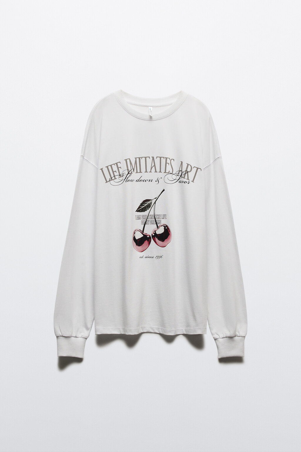 Лонгслив хлопковый с принтом - цвет бежевый - 7