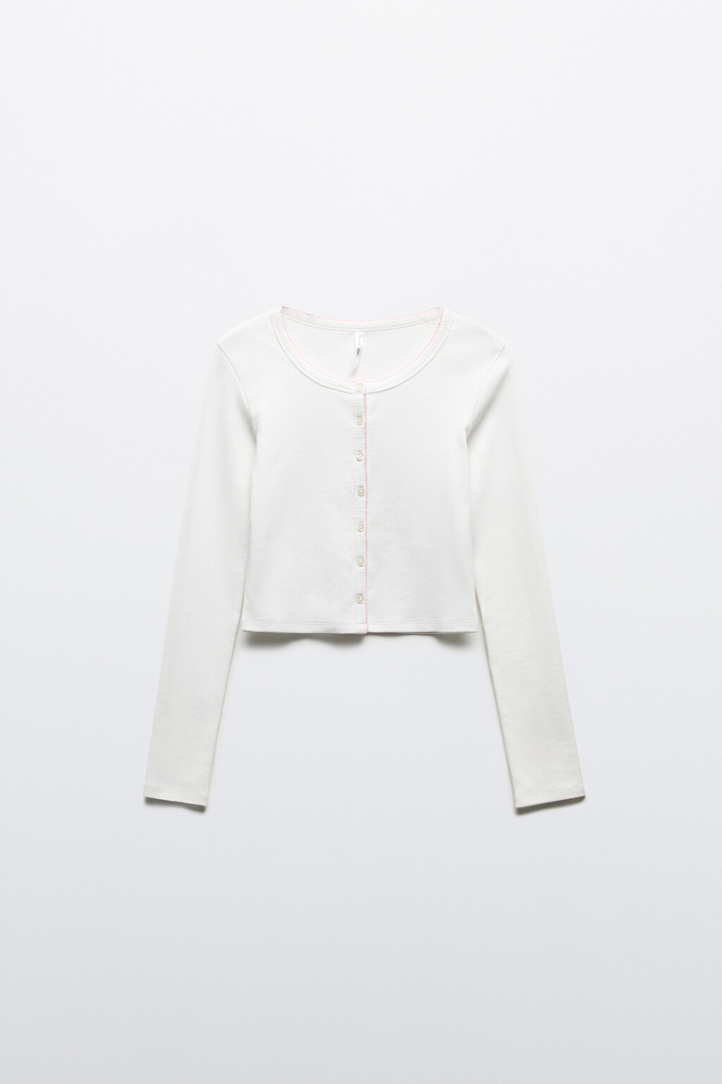 Лонгслив в рубчик на пуговицах - цвет белый - 9