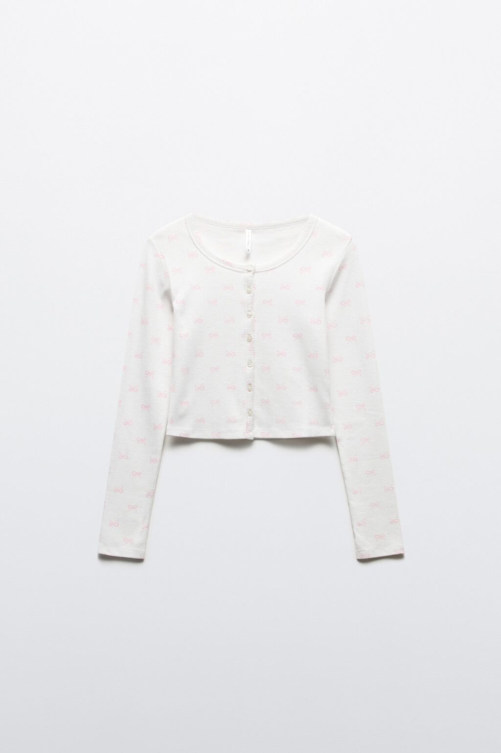 Лонгслив в рубчик на пуговицах - цвет белый - 9