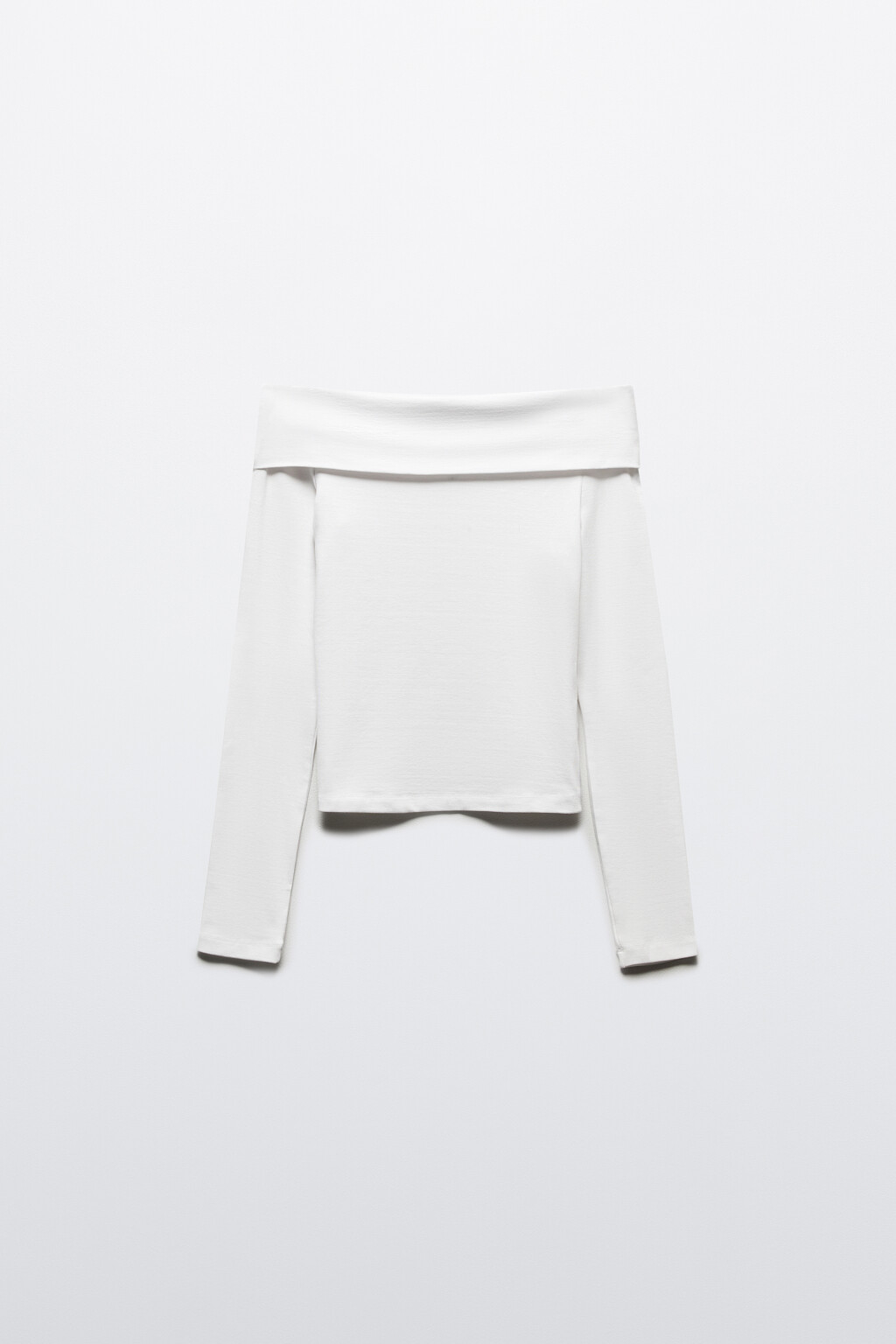 Лонгслив приталенный с открытыми плечами - цвет белый - 8