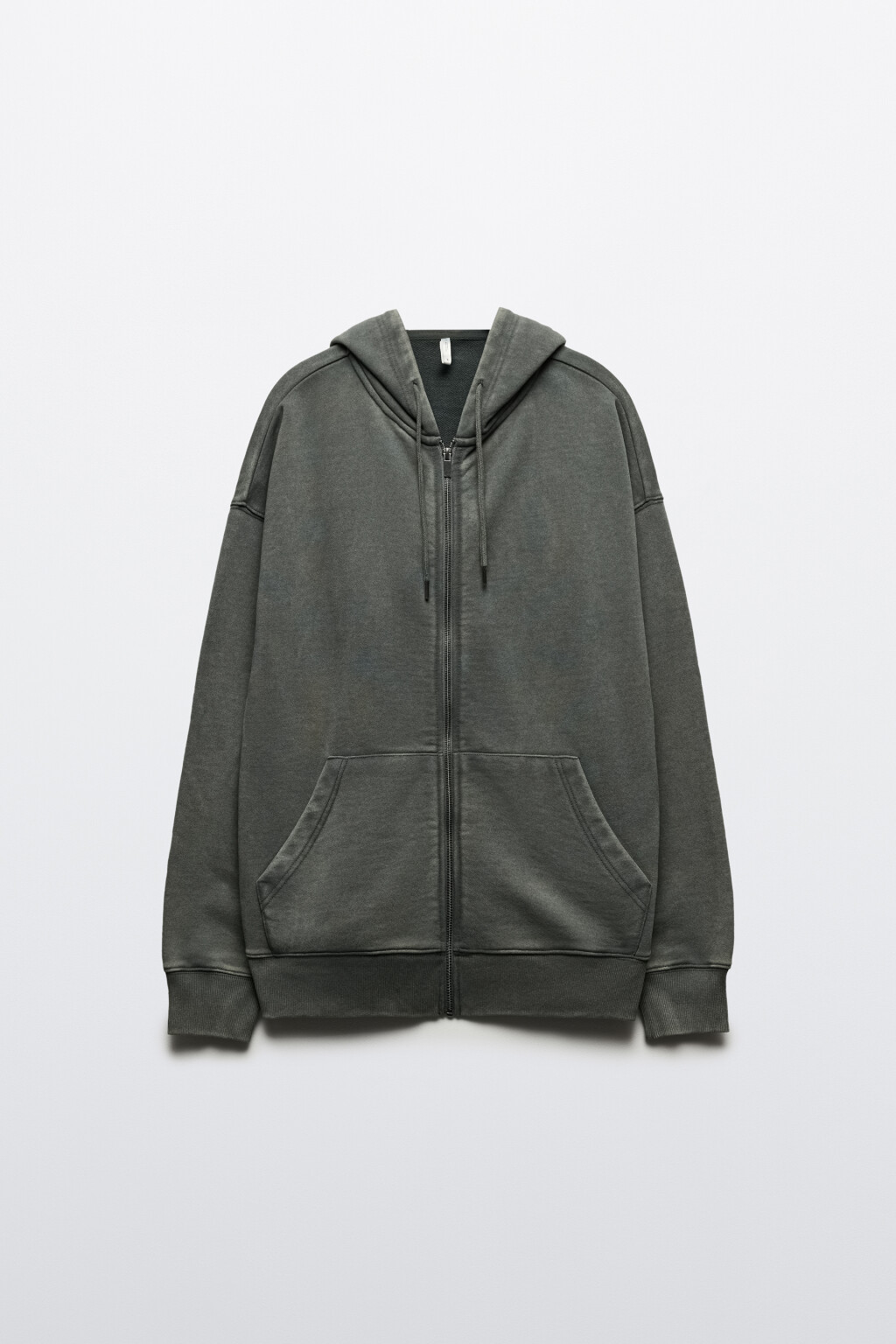 Худи-зипка из футера с вареным эффектом - цвет зеленый - 9