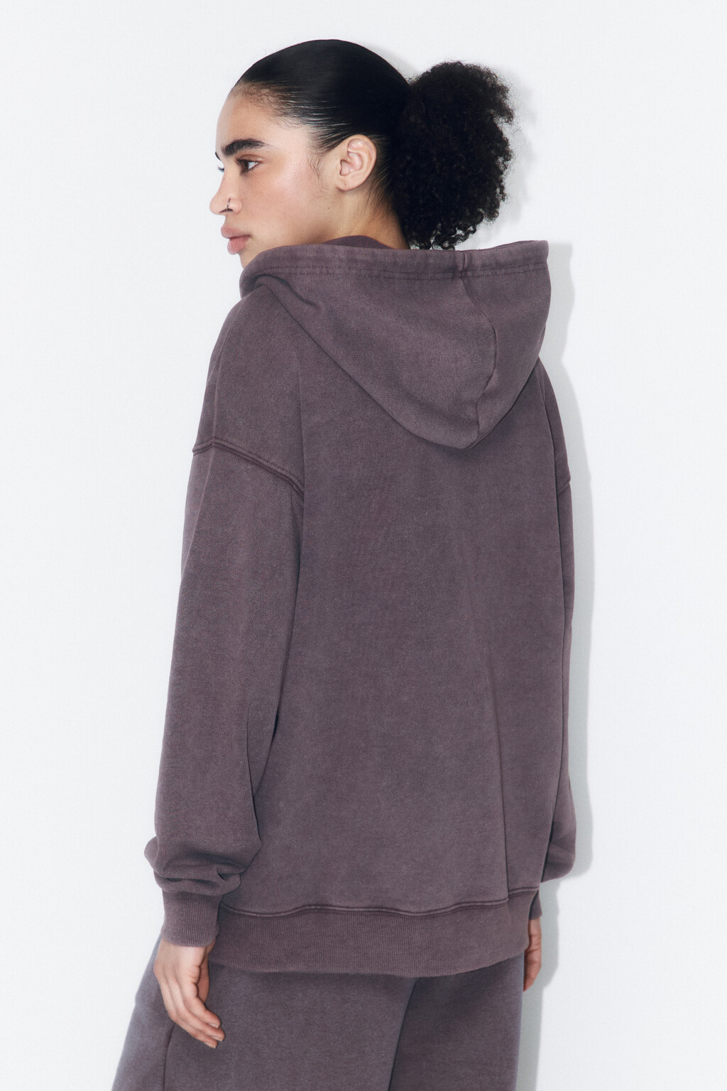 Худи-зипка из футера с вареным эффектом - цвет коричневый - 3