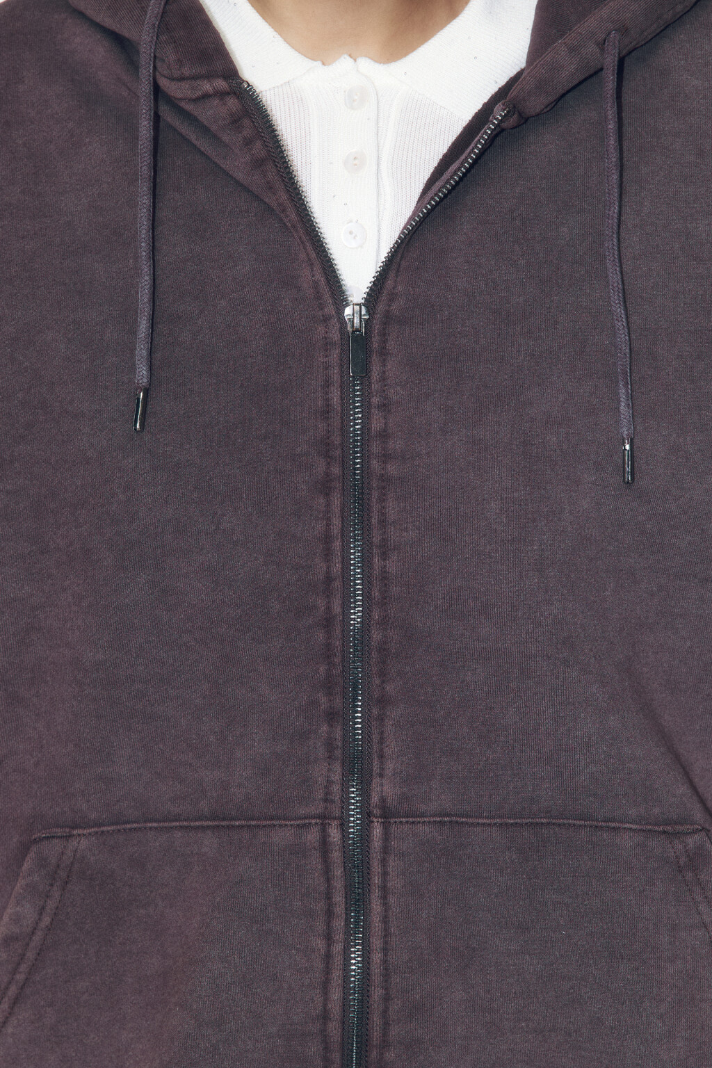 Худи-зипка из футера с вареным эффектом - цвет коричневый - 5