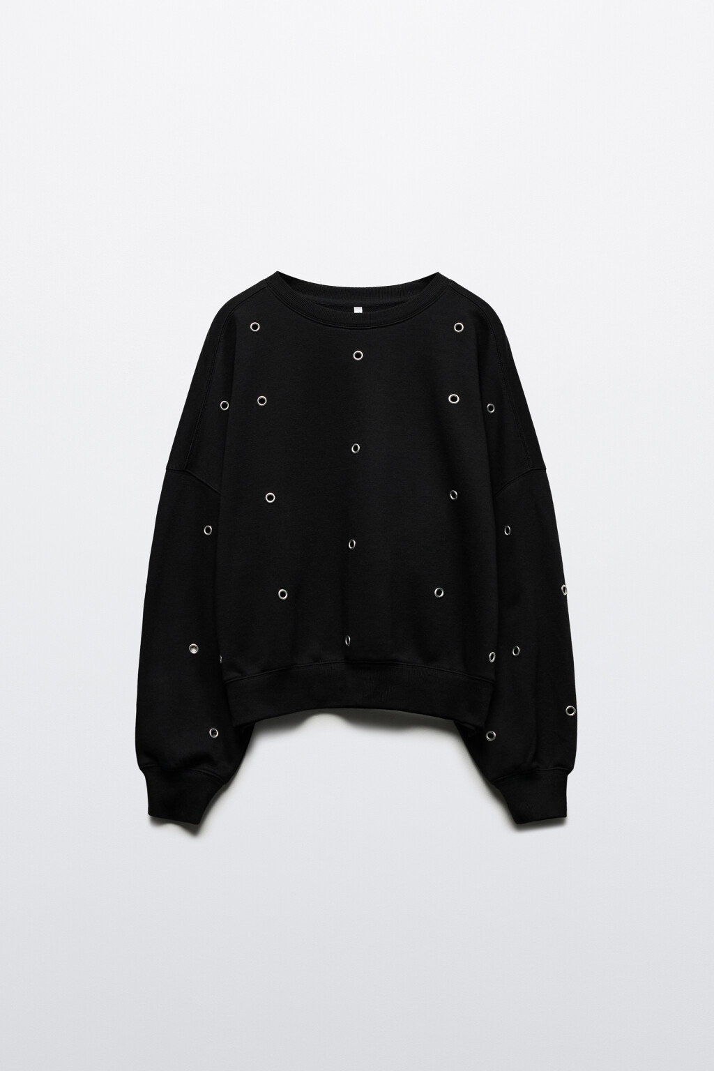 Свитшот из футера с металлическими люверсами - цвет черный - 8