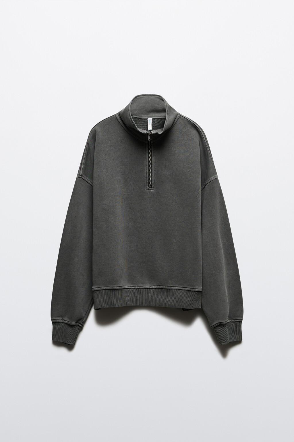 Толстовка half zip из футера - цвет серый - 8