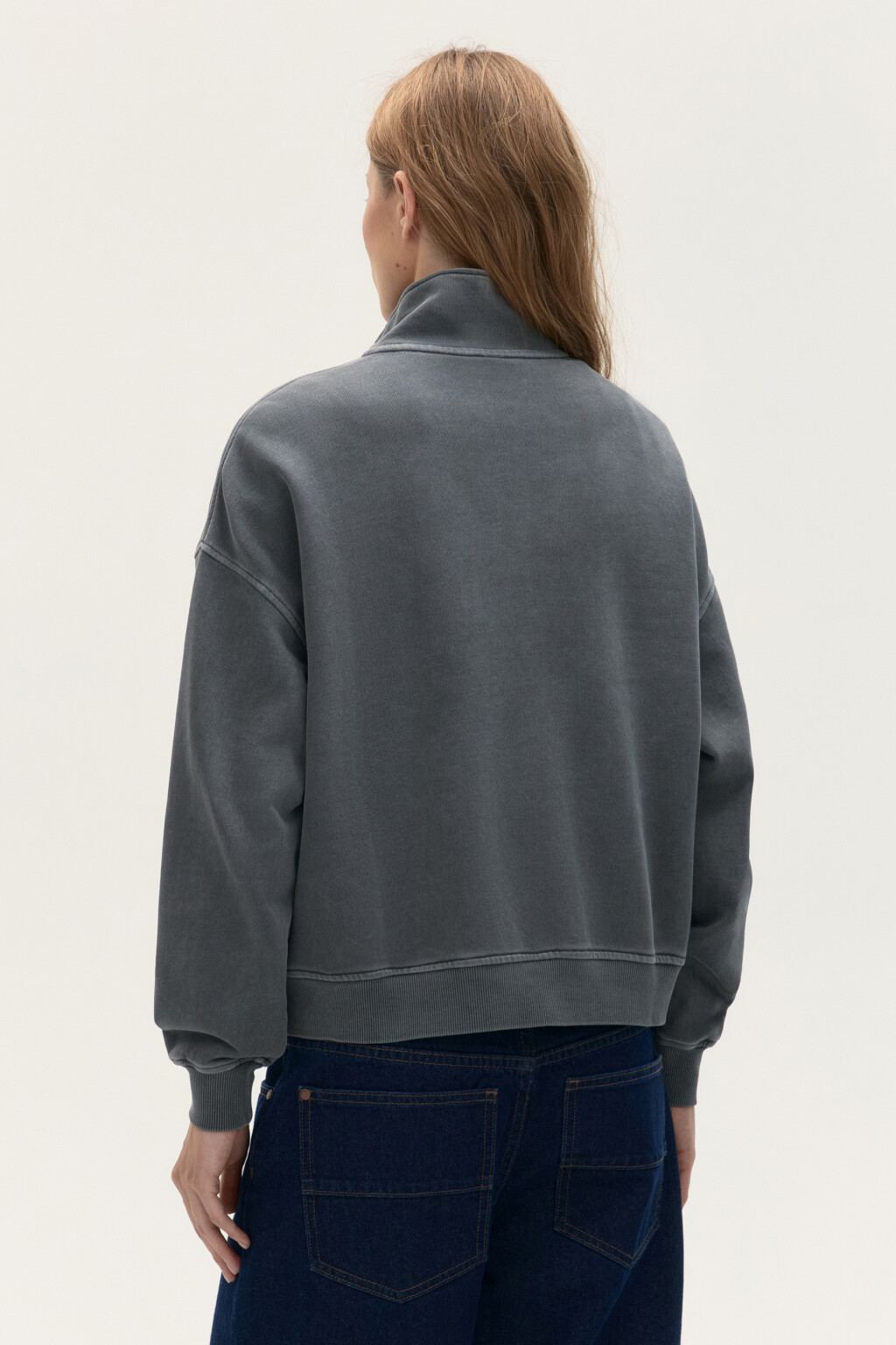 Толстовка half zip из футера - цвет серый - 3
