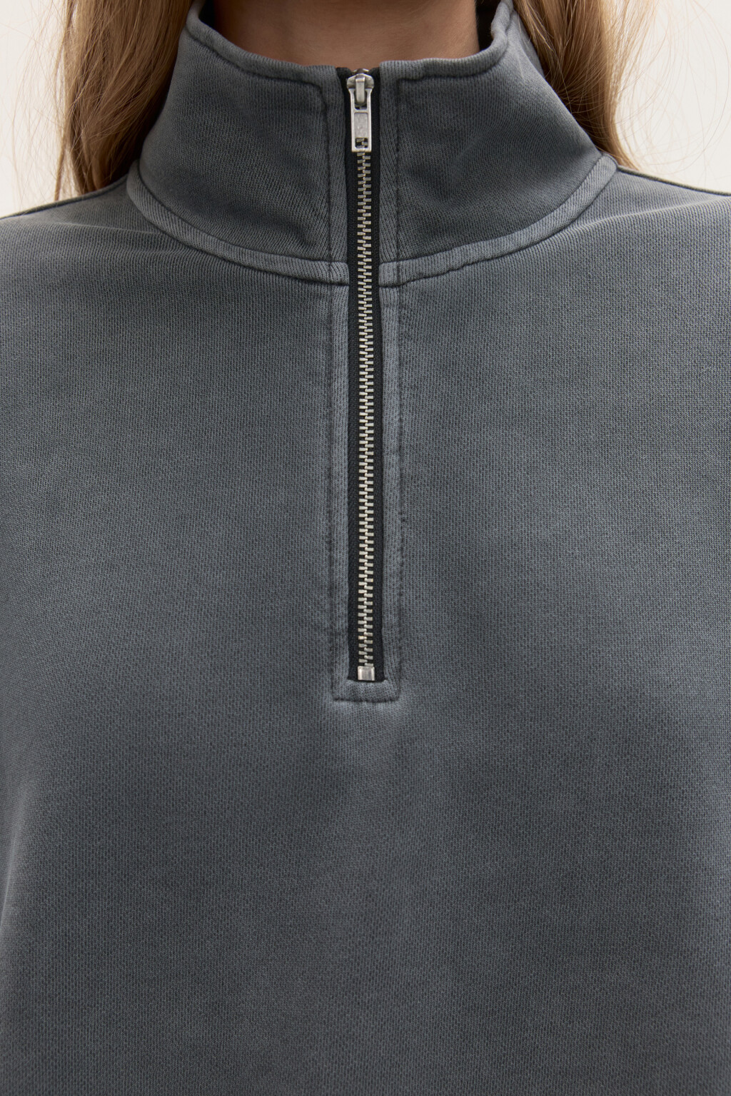 Толстовка half zip из футера - цвет серый - 5