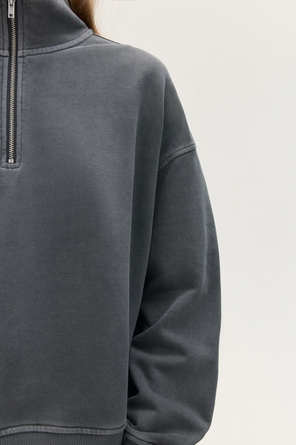 Толстовка half zip из футера - цвет серый - 6