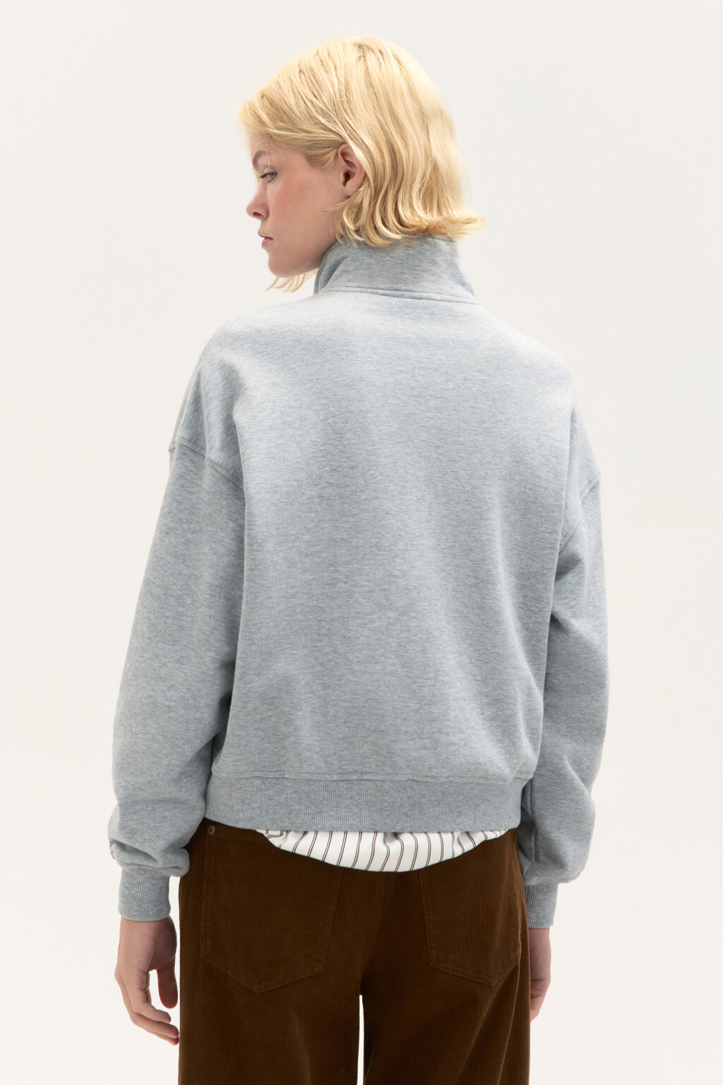 Толстовка half zip из футера - цвет серый - 4