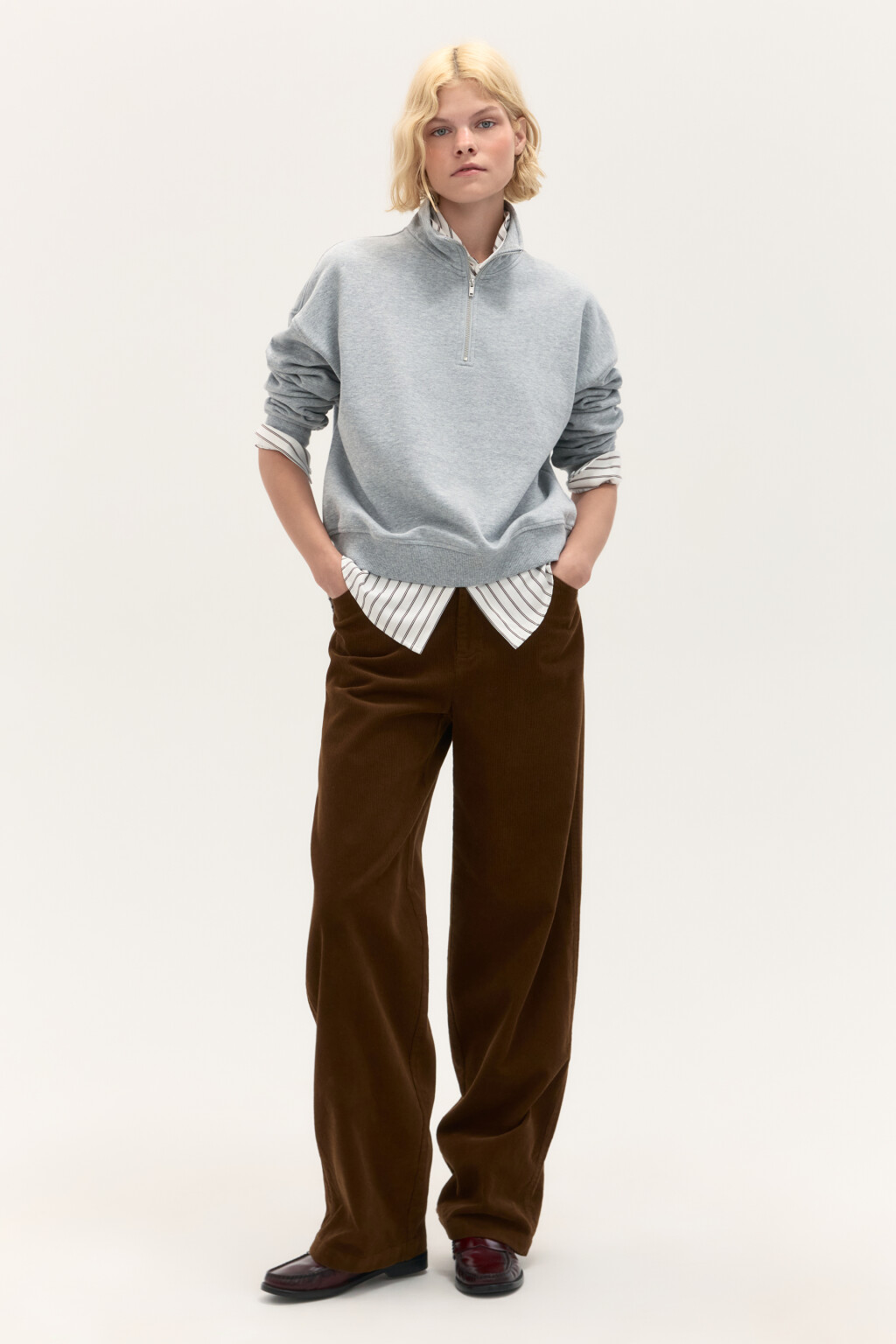 Толстовка half zip из футера - цвет серый - 5