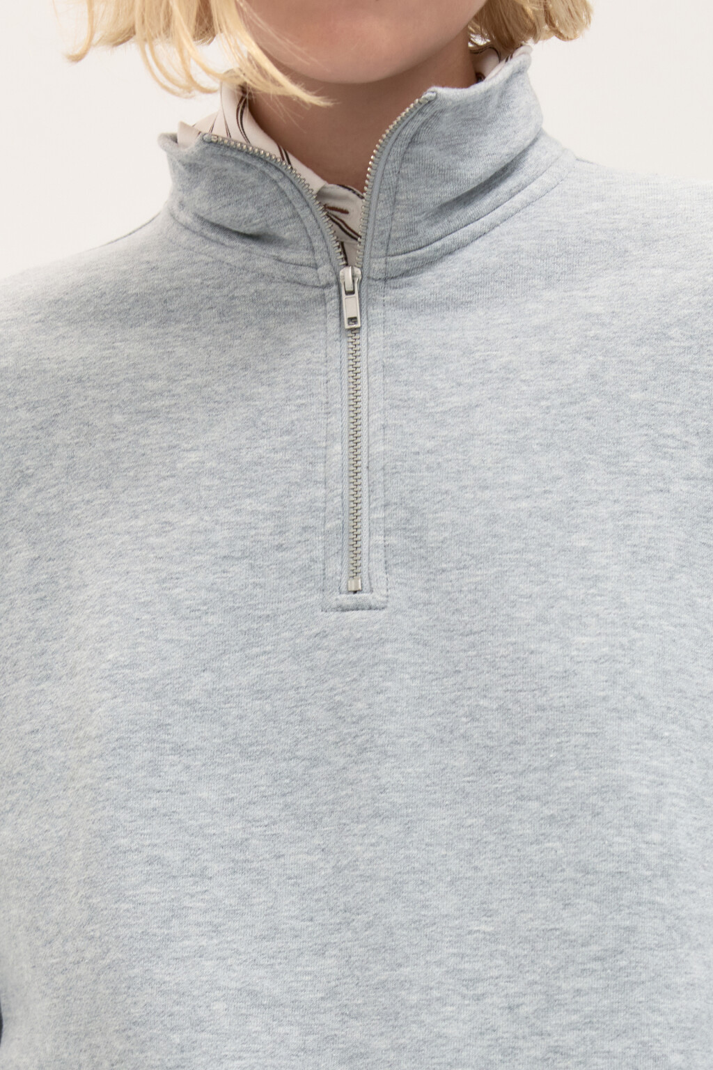 Толстовка half zip из футера - цвет серый - 6