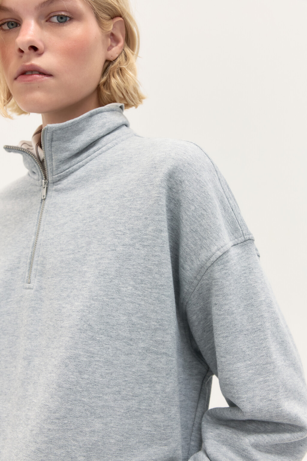 Толстовка half zip из футера - цвет серый - 7