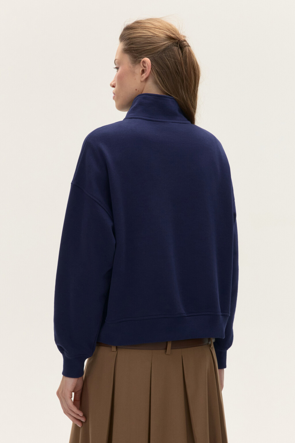 Толстовка half zip из футера - цвет синий - 3
