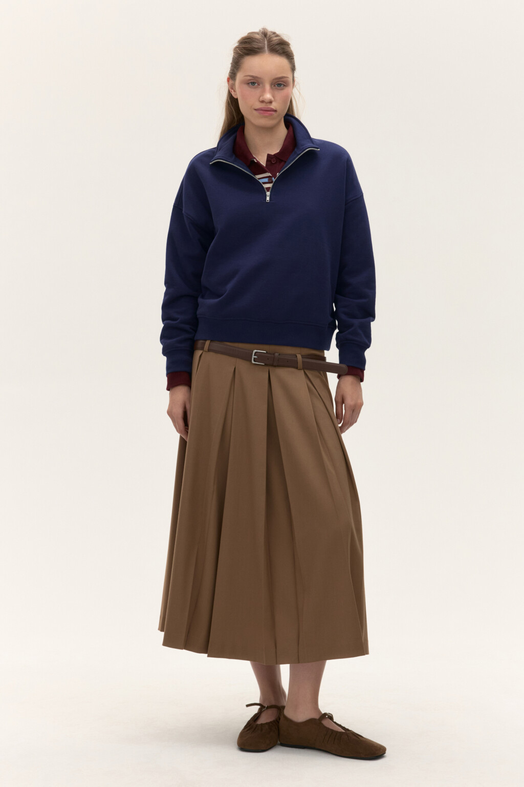 Толстовка half zip из футера - цвет синий - 4