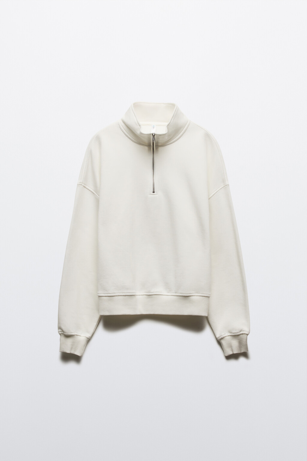 Толстовка half zip из футера - цвет молочный - 10