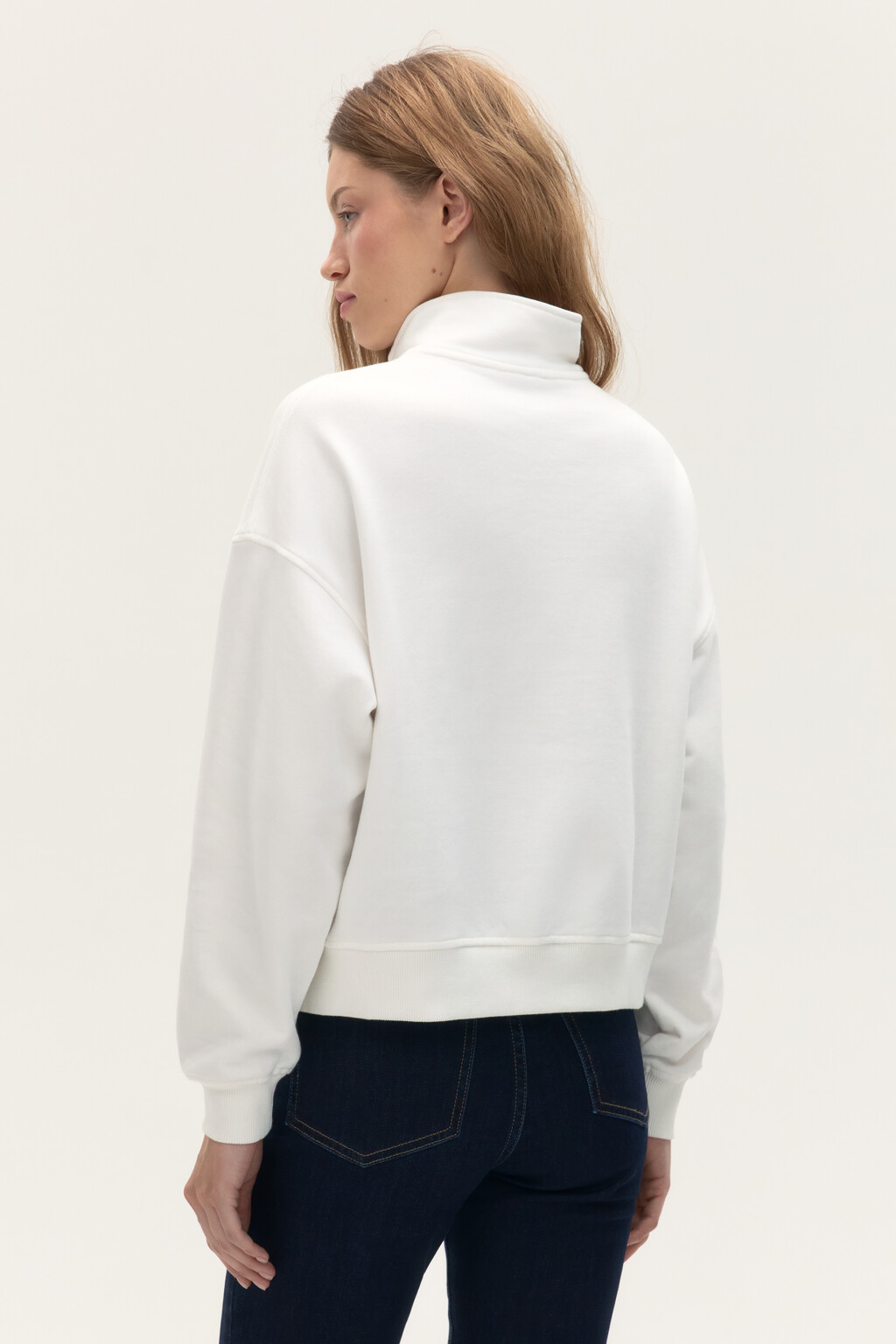 Толстовка half zip из футера - цвет молочный - 5