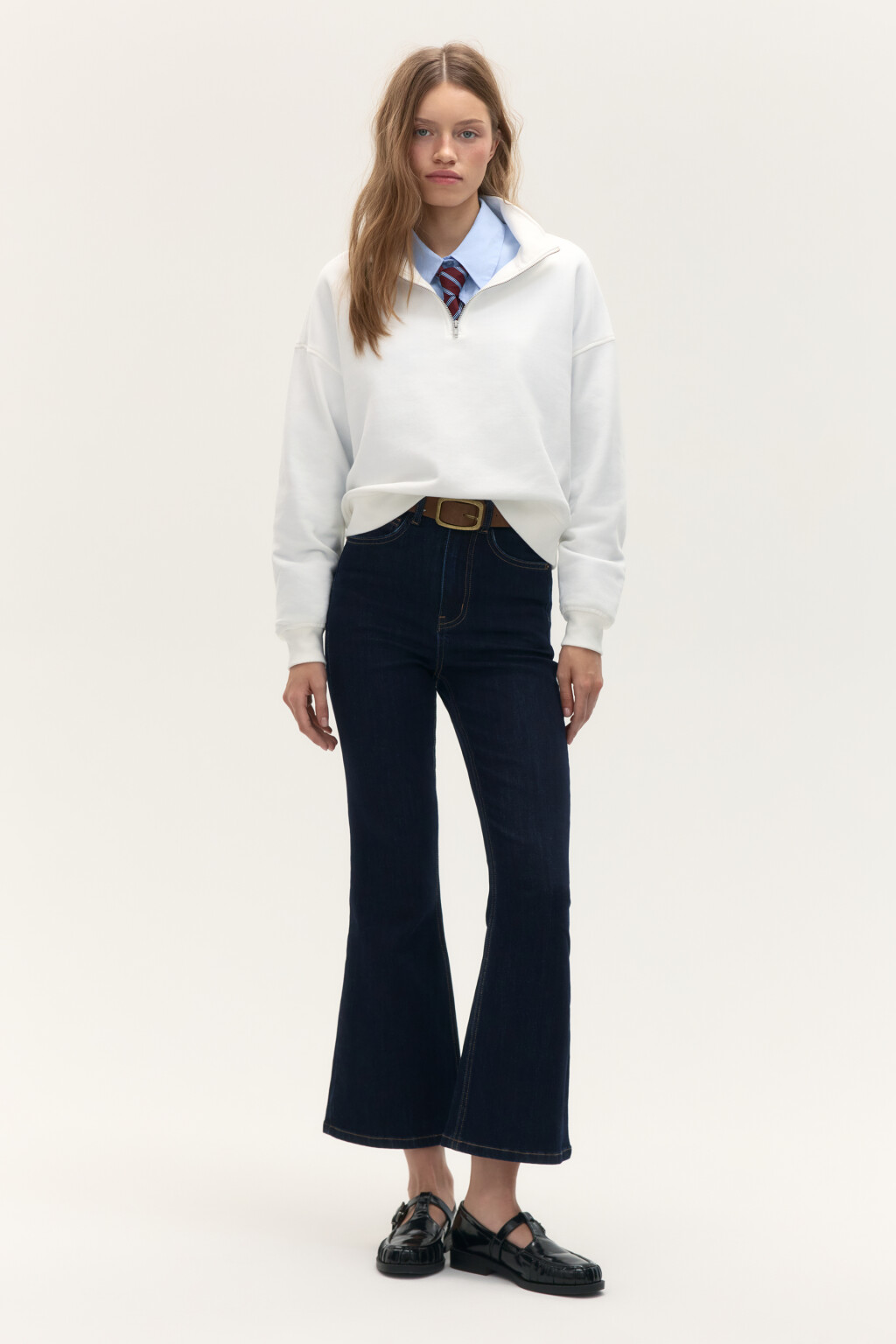 Толстовка half zip из футера - цвет молочный - 6