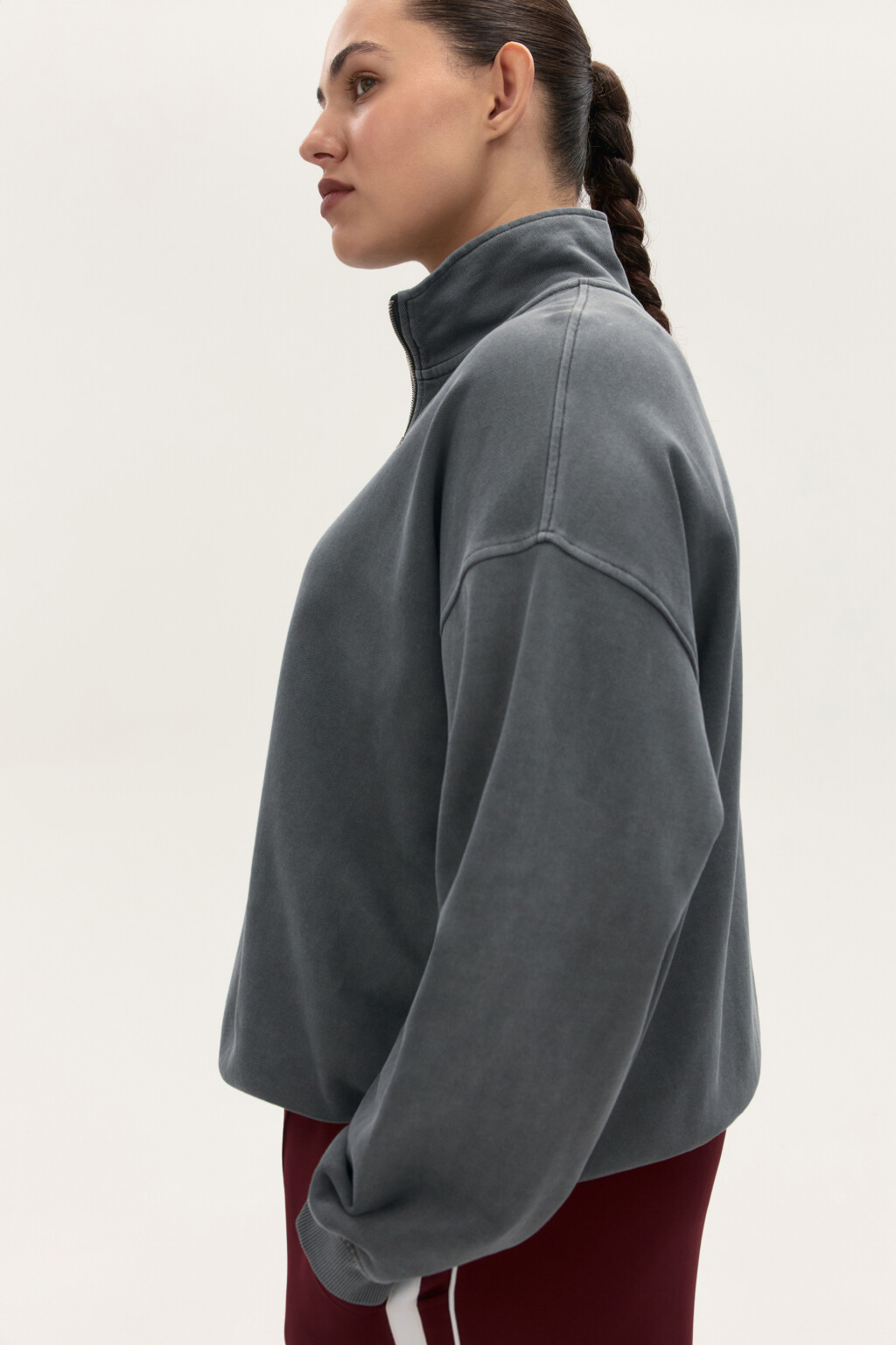 Толстовка half zip из футера - цвет серый - 1