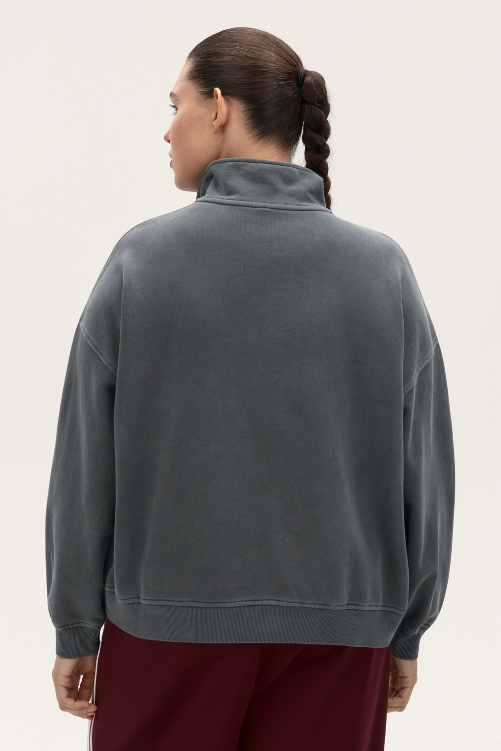 Толстовка half zip из футера - цвет серый - 4