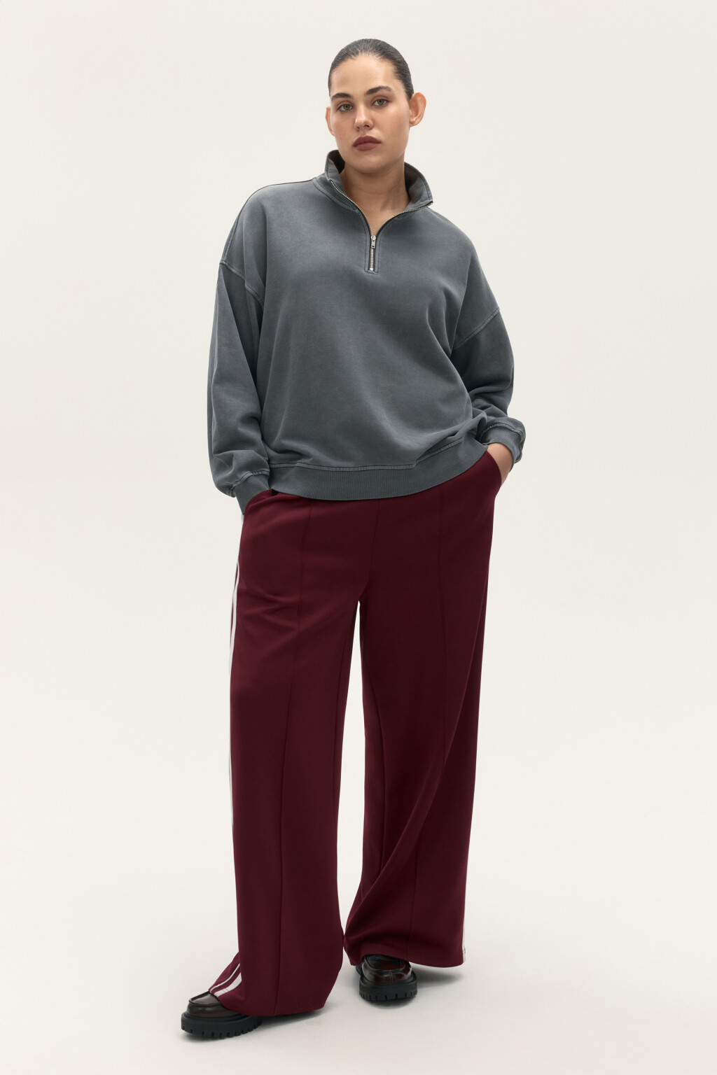 Толстовка half zip из футера - цвет серый - 5