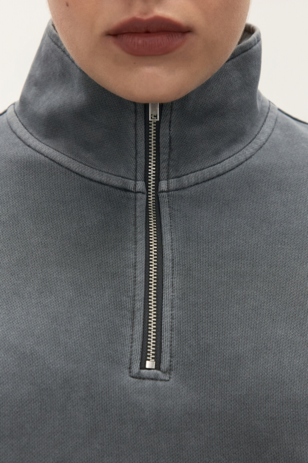 Толстовка half zip из футера - цвет серый - 6