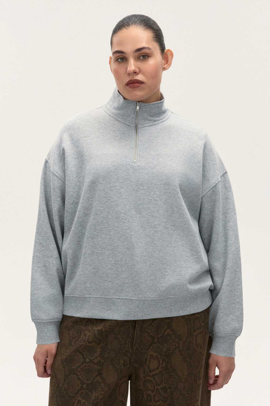 Толстовка half zip из футера - цвет серый - 2