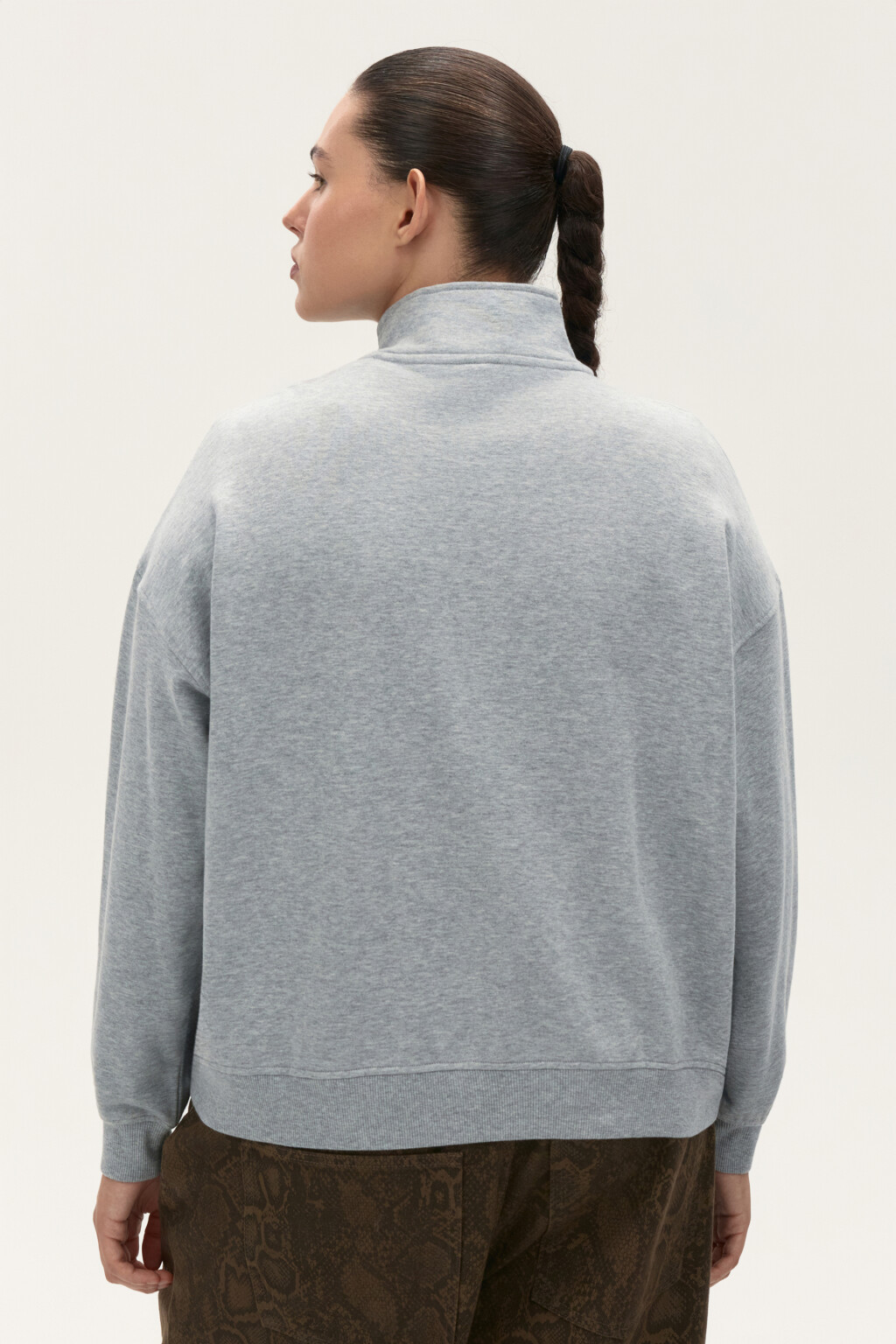 Толстовка half zip из футера - цвет серый - 3