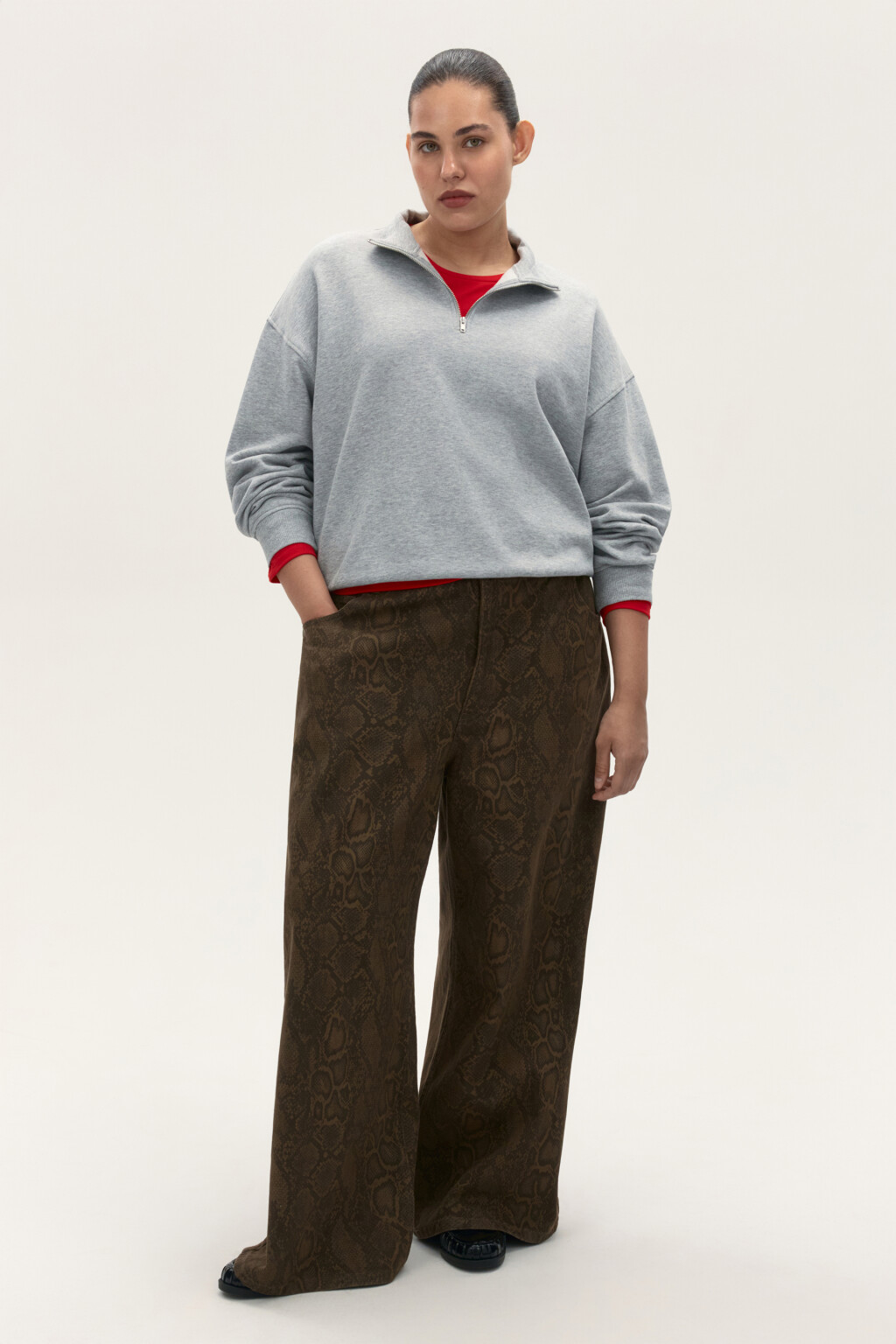 Толстовка half zip из футера - цвет серый - 4