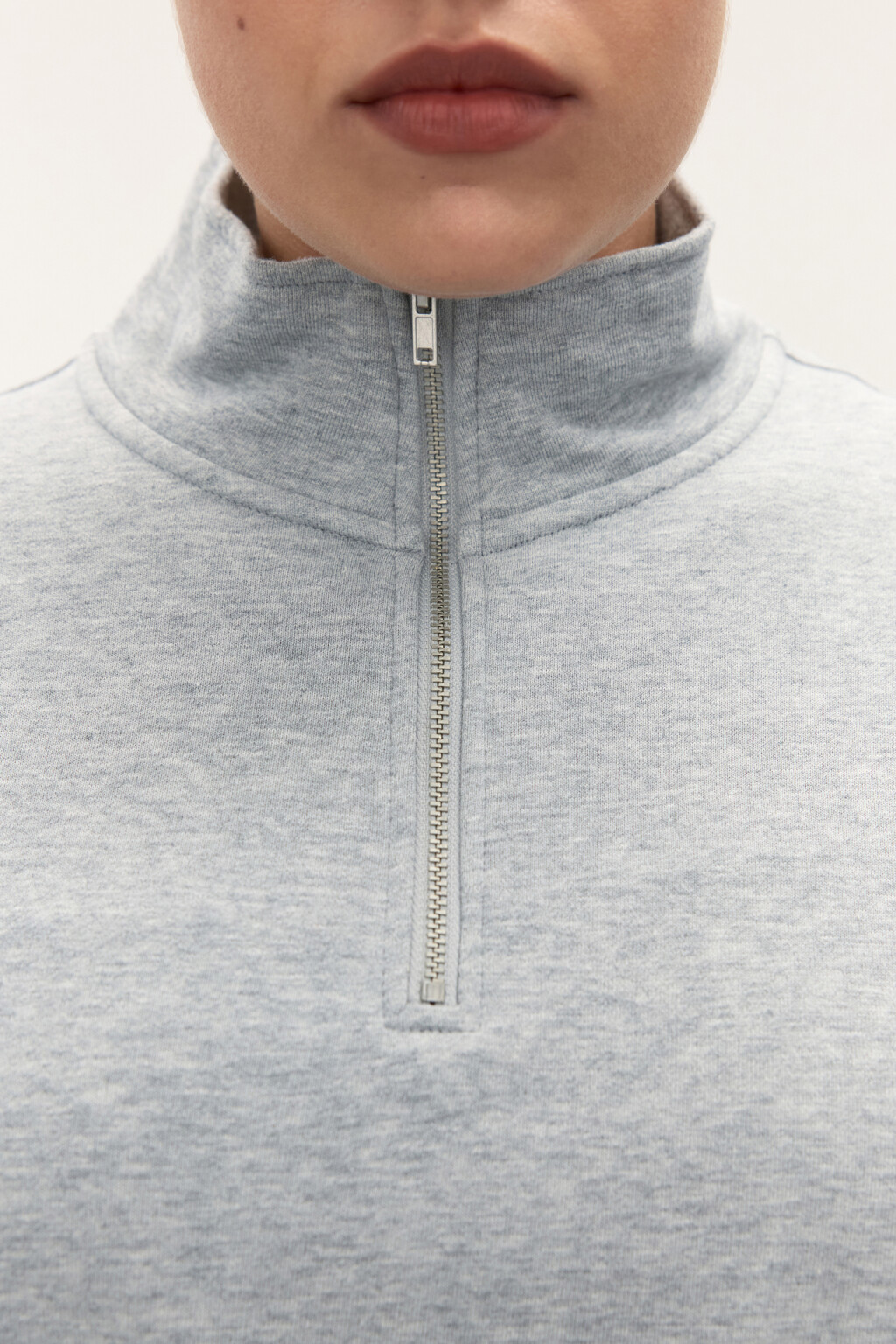 Толстовка half zip из футера - цвет серый - 5