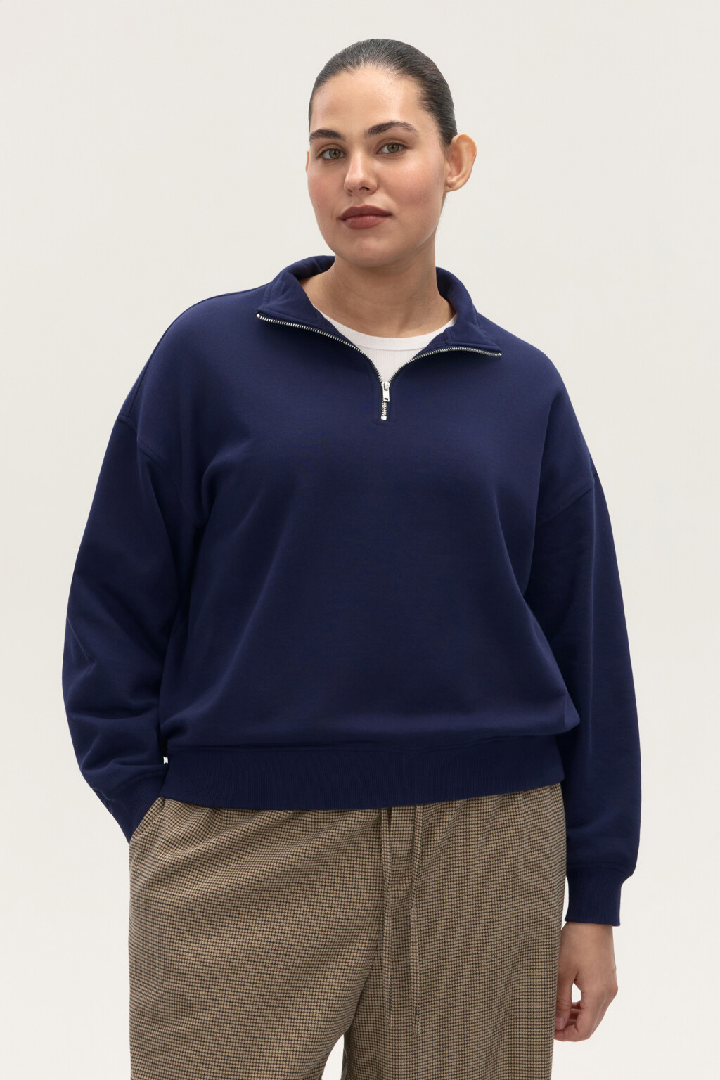 Толстовка half zip из футера - цвет синий - 2