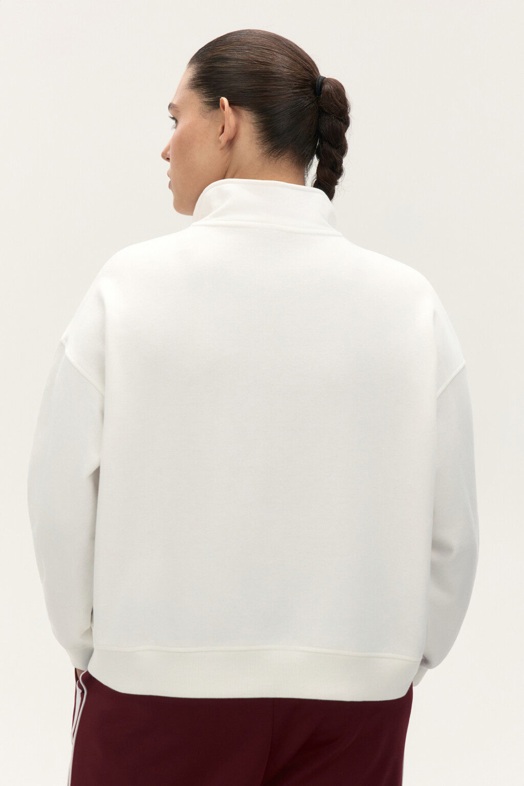 Толстовка half zip из футера - цвет молочный - 3