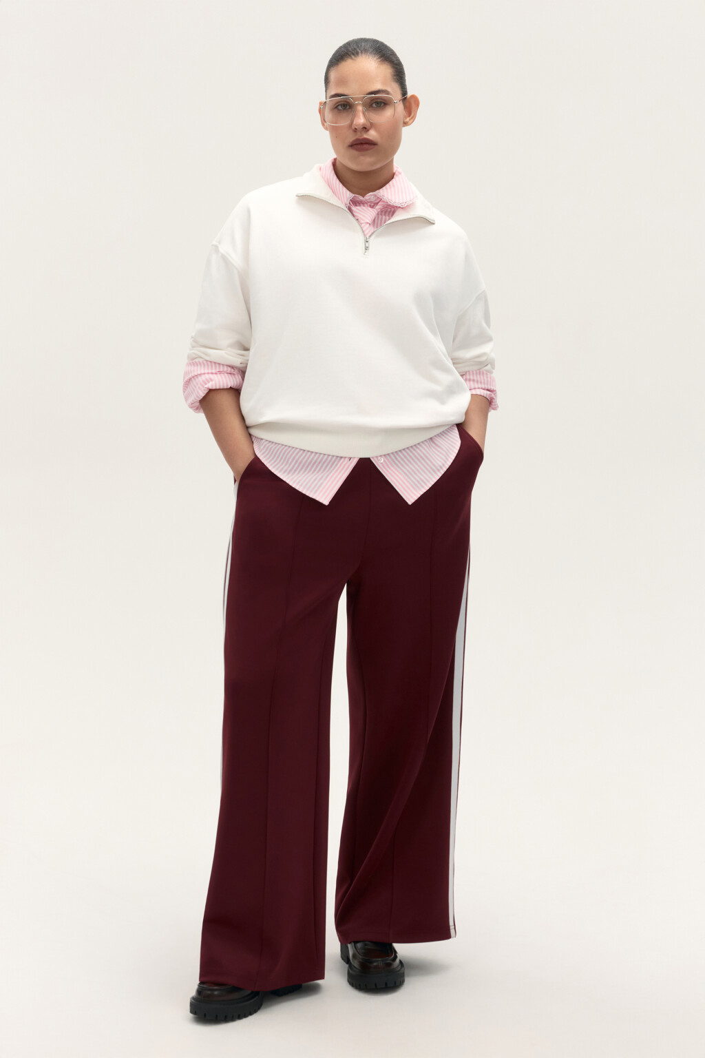 Толстовка half zip из футера - цвет молочный - 4