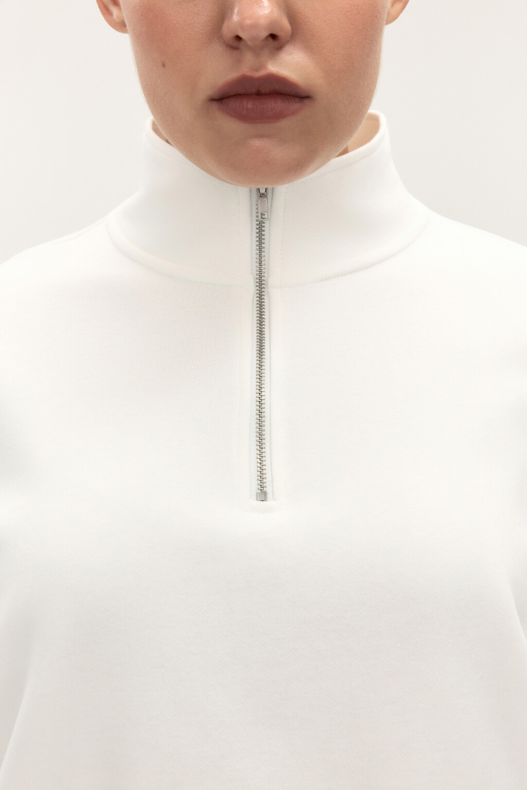 Толстовка half zip из футера - цвет молочный - 5