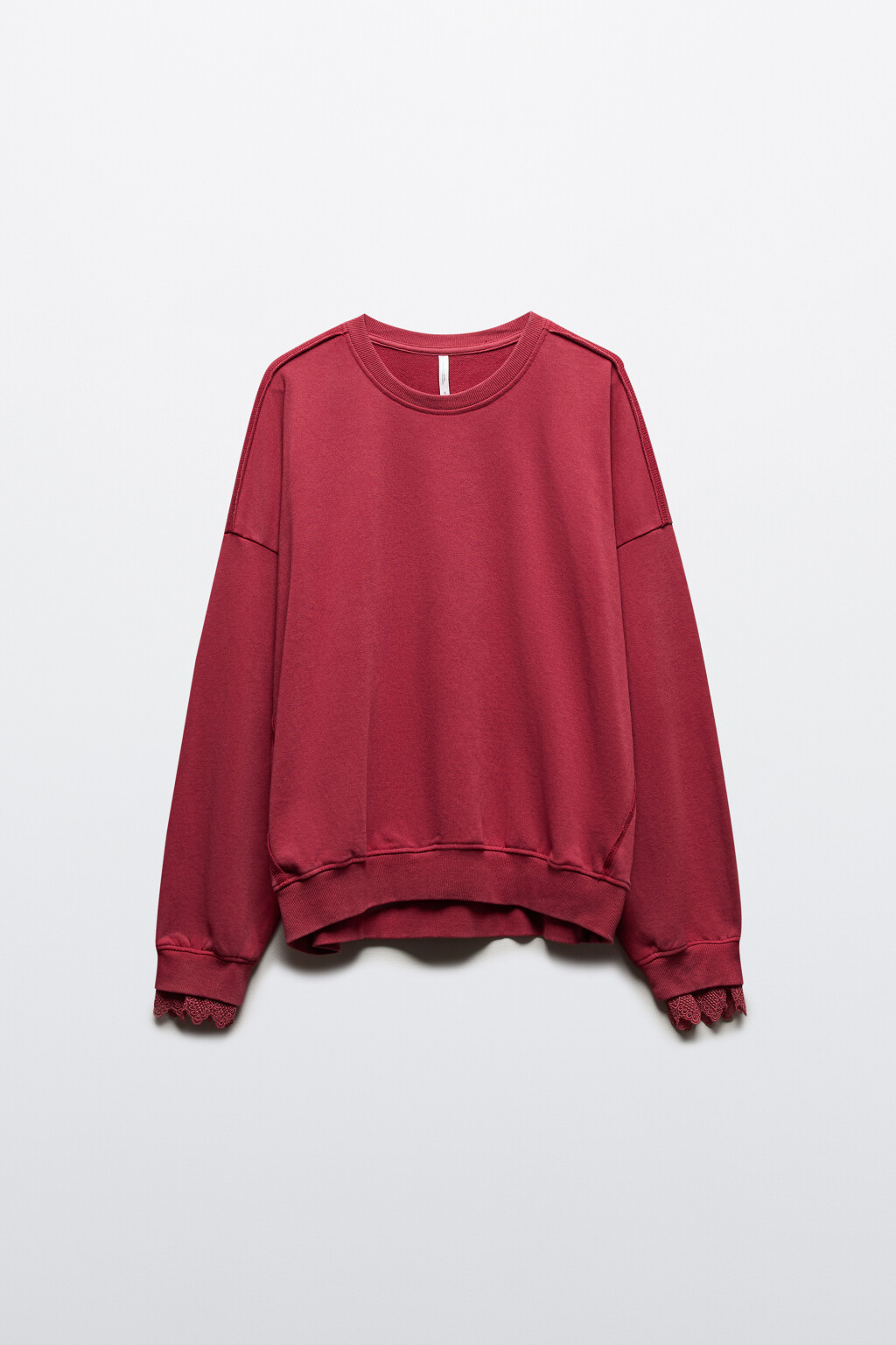 Свитшот из футера с кружевом - цвет розовый - 9