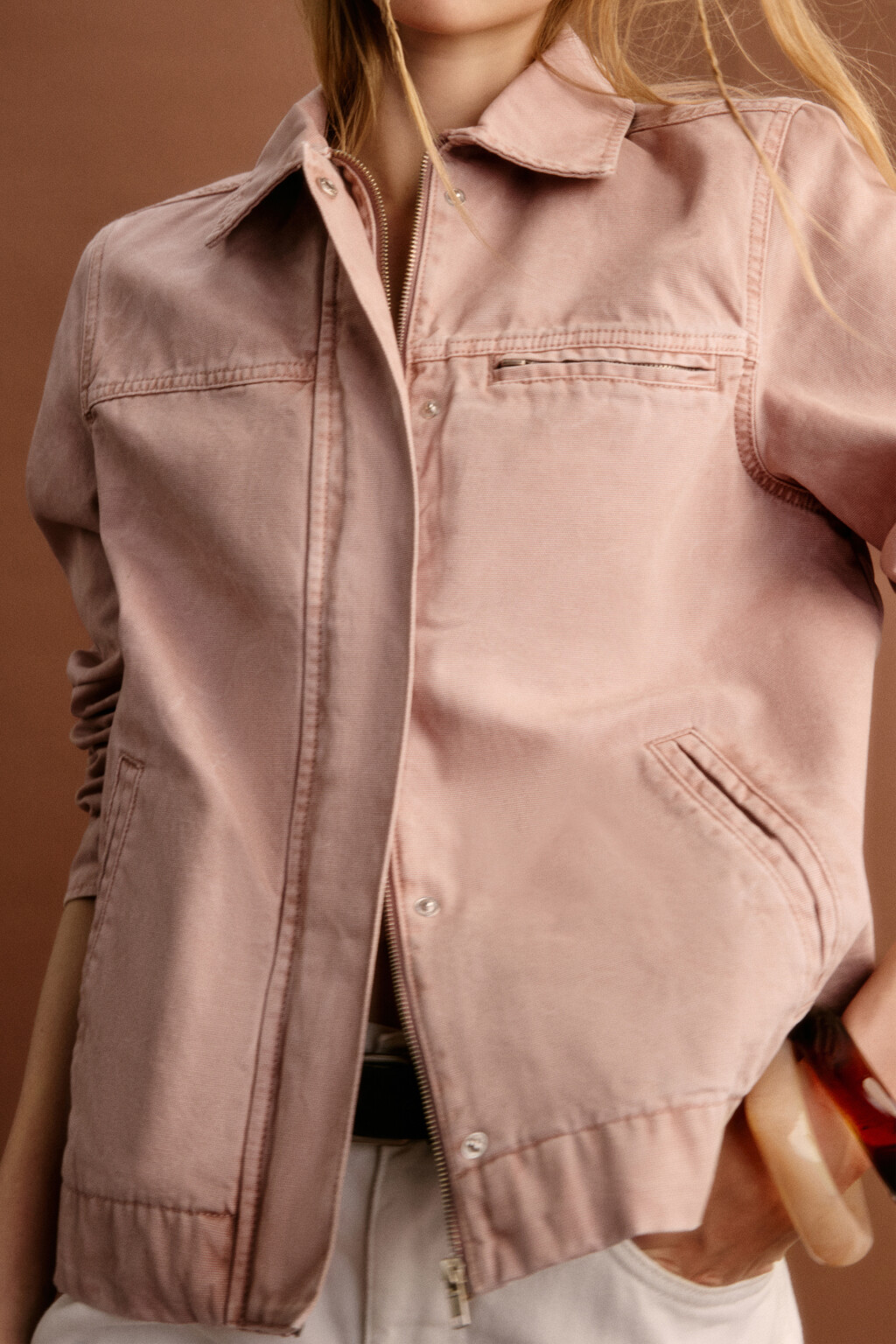Куртка джинсовая на молнии - цвет розовый - 4