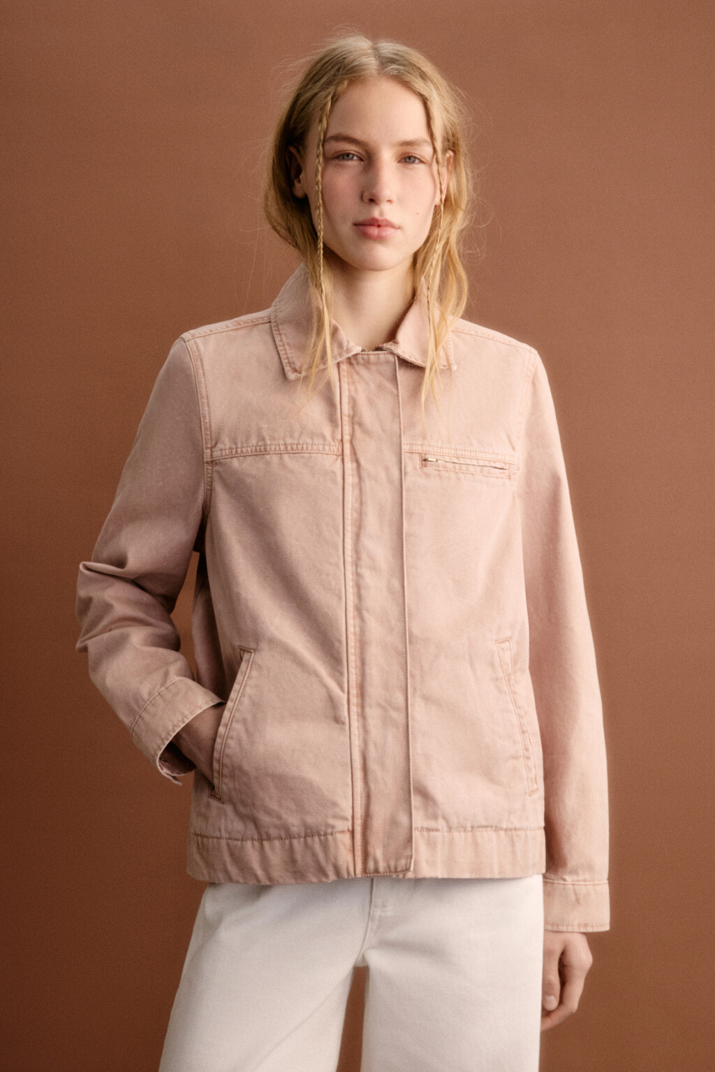 Куртка джинсовая на молнии - цвет розовый - 5