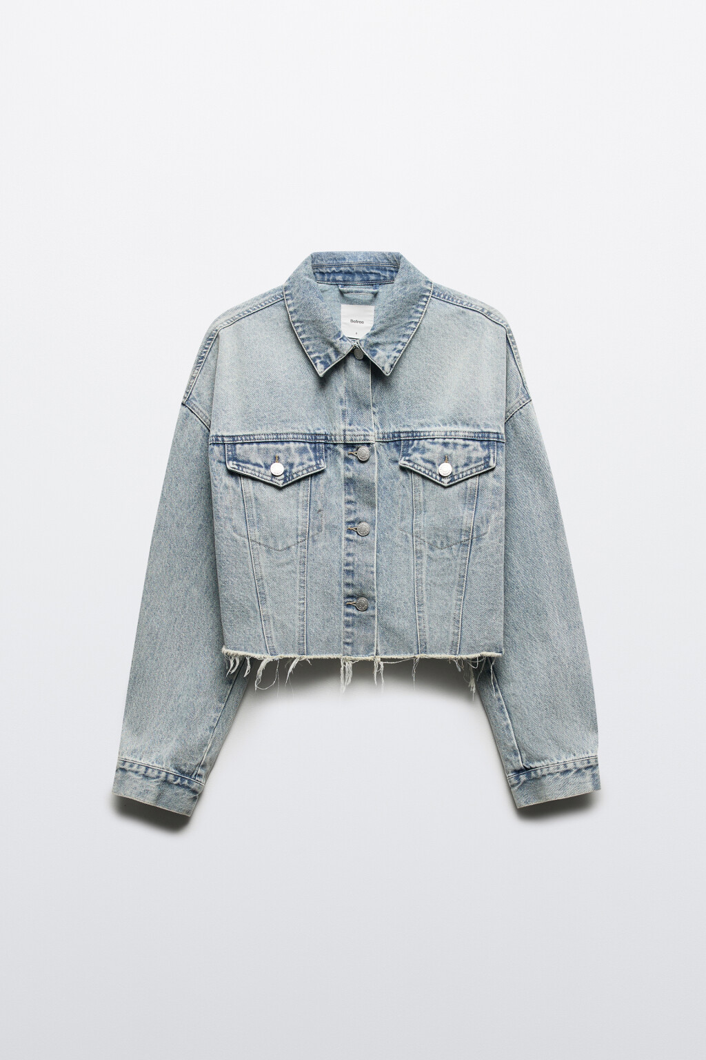 Куртка джинсовая укороченная с открытыми срезами - цвет синий - 9