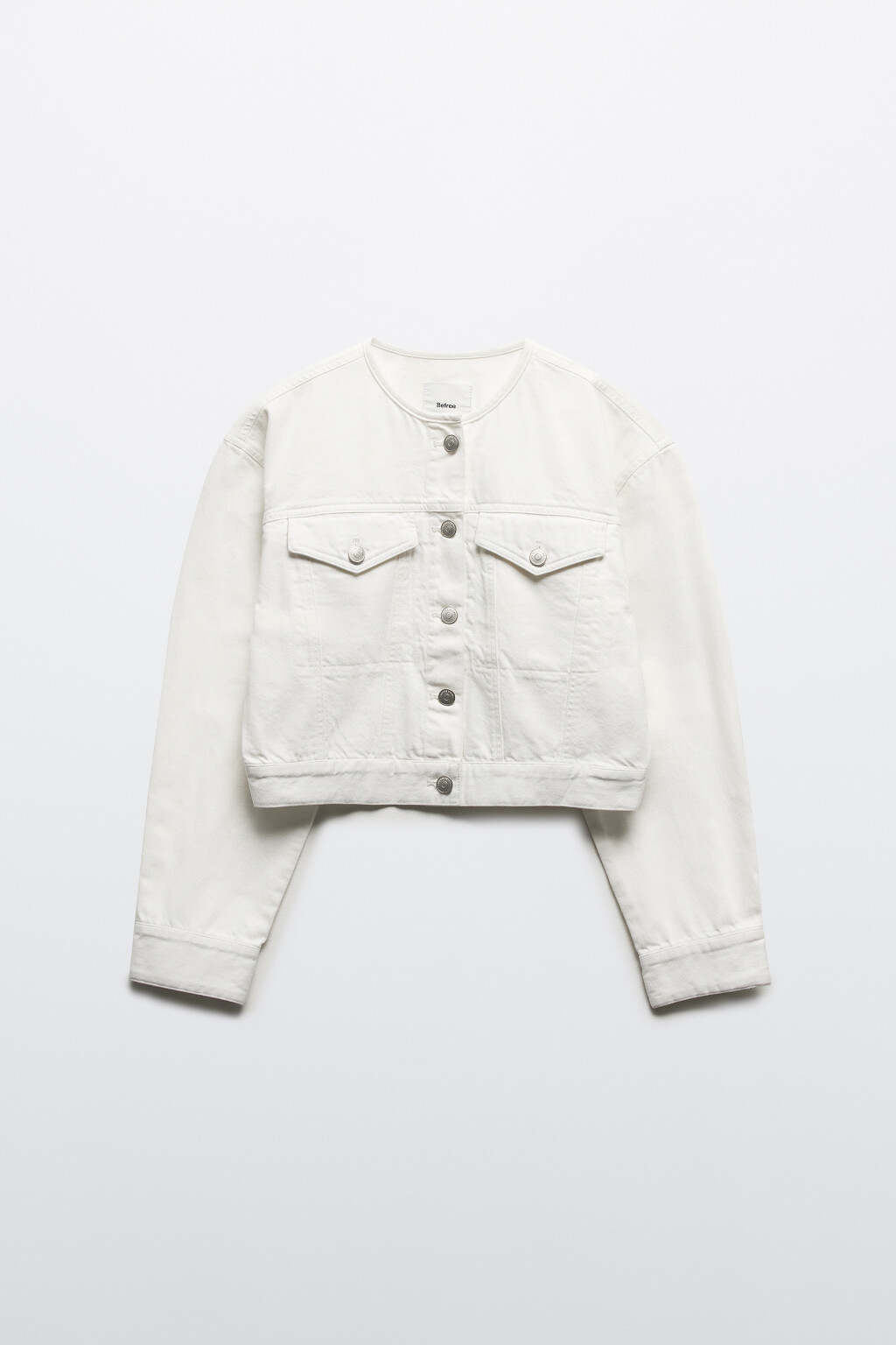 Куртка джинсовая с круглым вырезом - цвет белый - 7