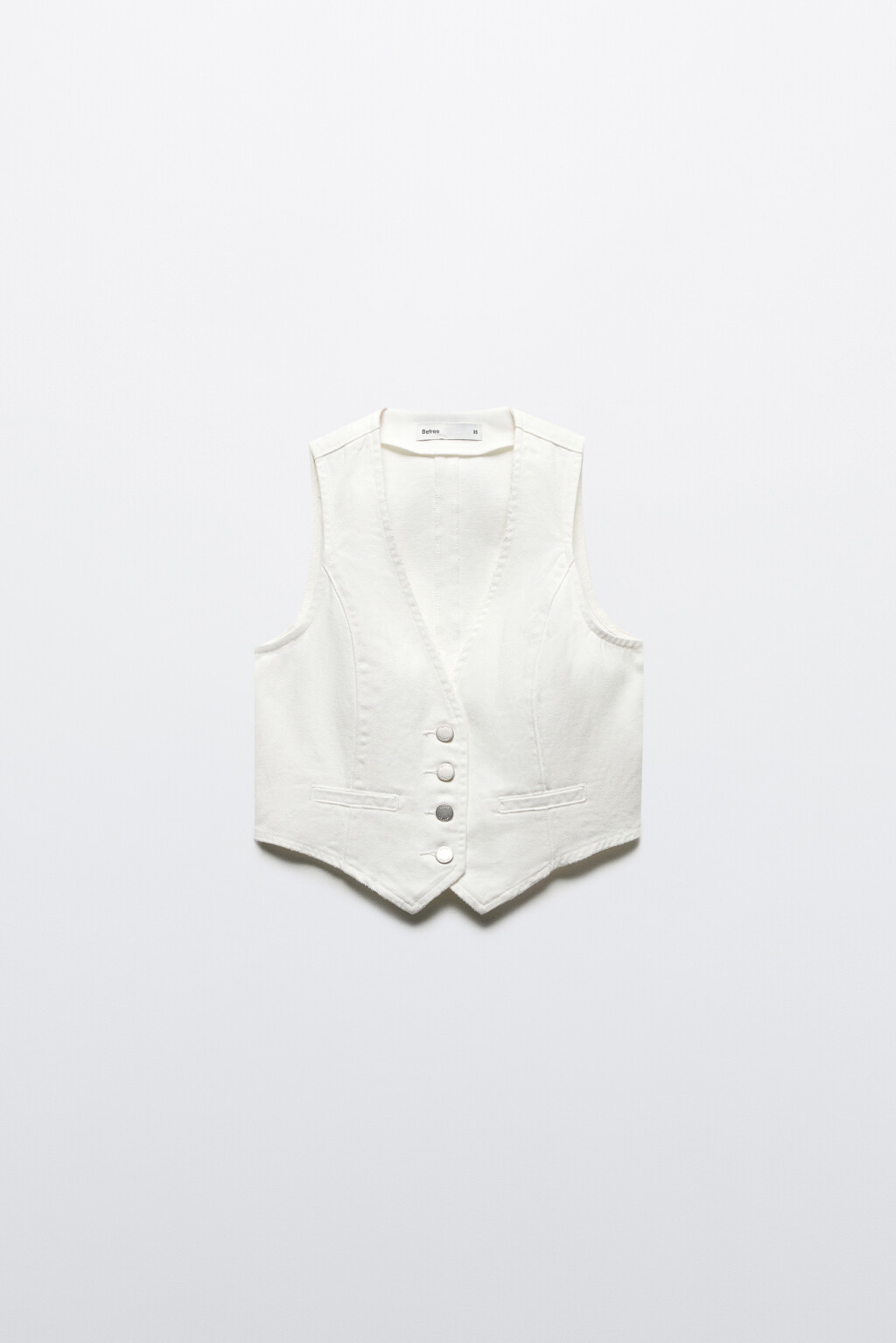 Жилет джинсовый укороченный - цвет белый - 7