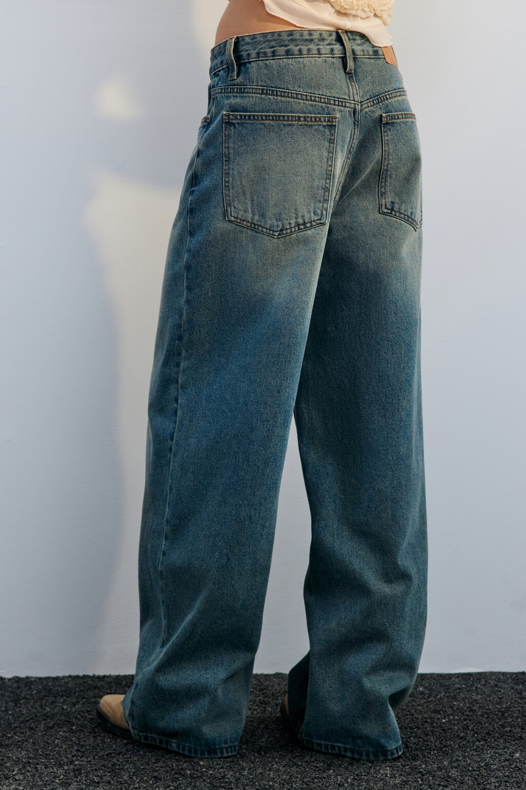 Джинсы baggy fit с тинтованным окрашиванием - цвет синий - 5