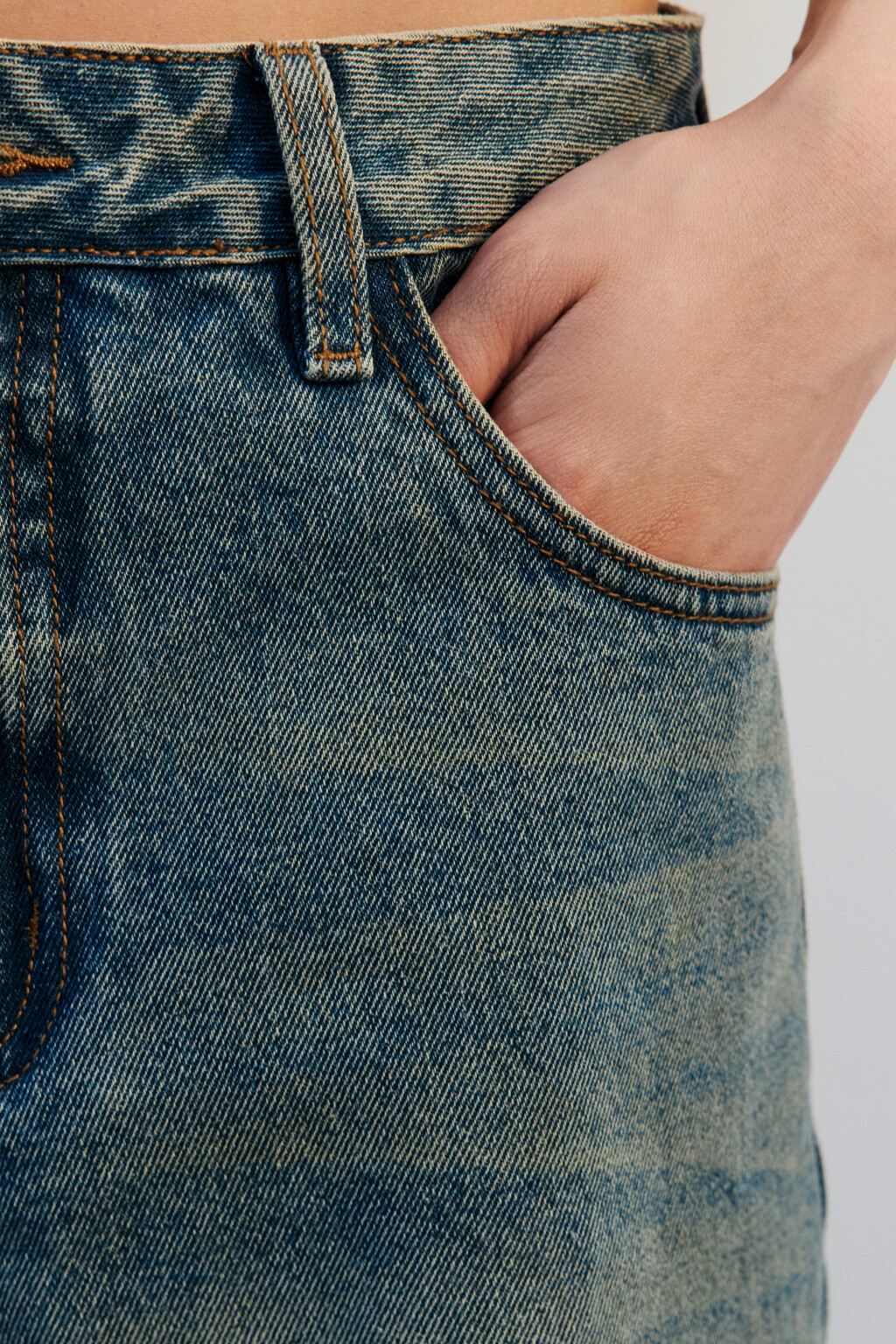 Джинсы baggy fit с тинтованным окрашиванием - цвет синий - 8