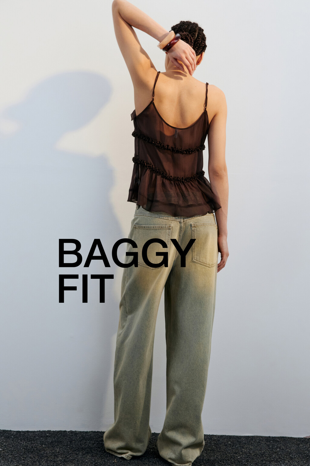 Джинсы baggy fit с тинтованным окрашиванием - цвет темный тинт - 5