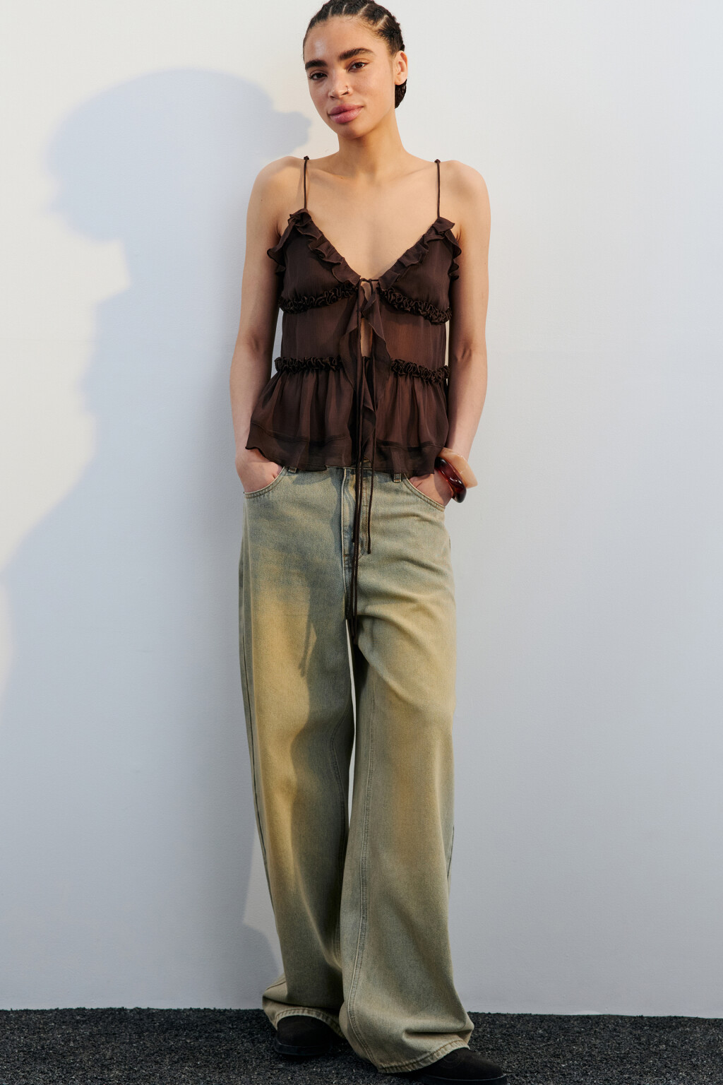 Джинсы baggy fit с тинтованным окрашиванием - цвет темный тинт - 2