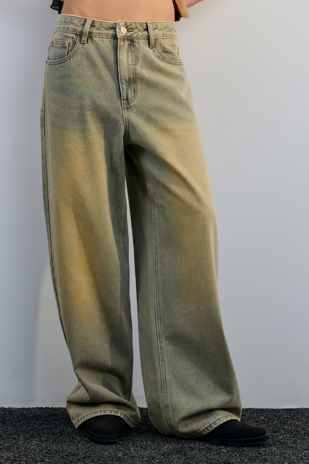 Джинсы baggy fit с тинтованным окрашиванием - цвет темный тинт - 3