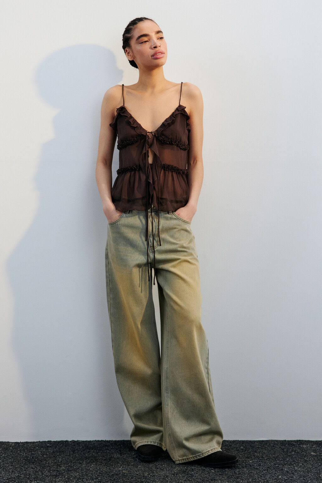 Джинсы baggy fit с тинтованным окрашиванием - цвет темный тинт - 1