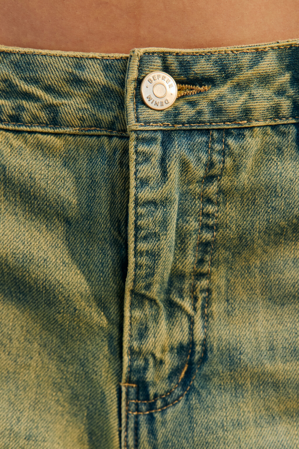 Джинсы широкие с тинтованным окрашиванием - цвет синий - 5