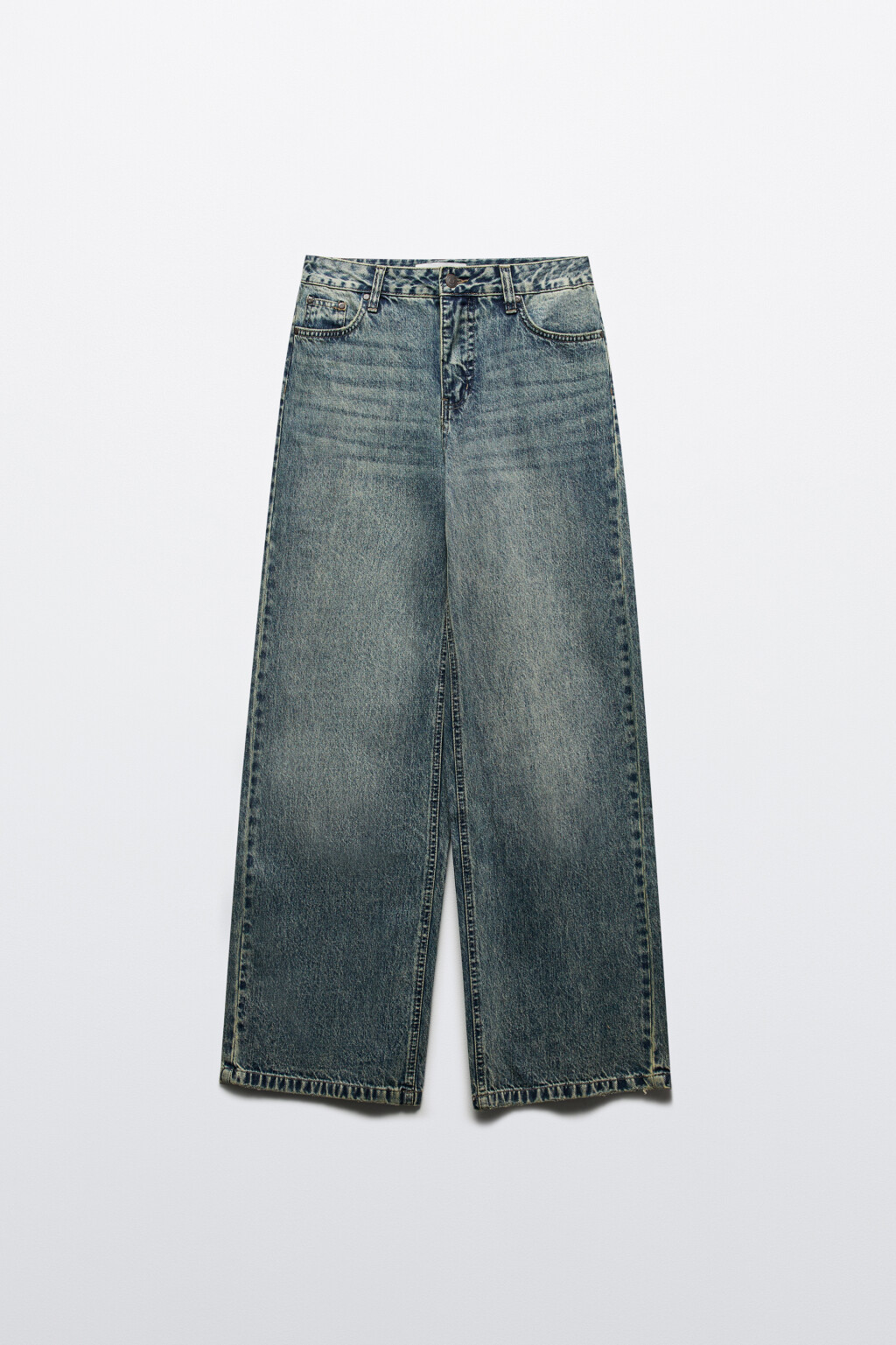 Джинсы широкие с тинтованным окрашиванием - цвет темный тинт - 8