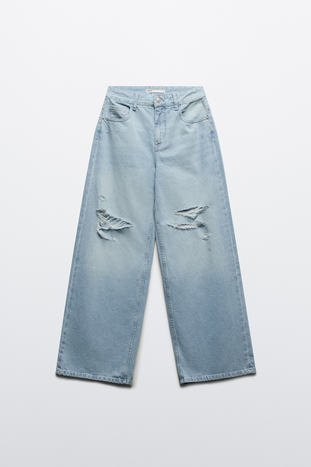 Джинсы baggy fit с рваными коленями - цвет голубой - 7